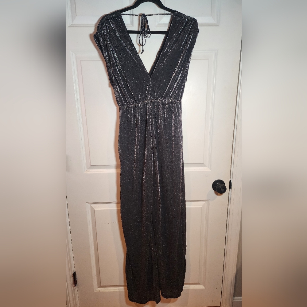 By Together Stretchy Black Sparkle Pants Jumpsuit Formal Evening Party M - Picture 4 of 4